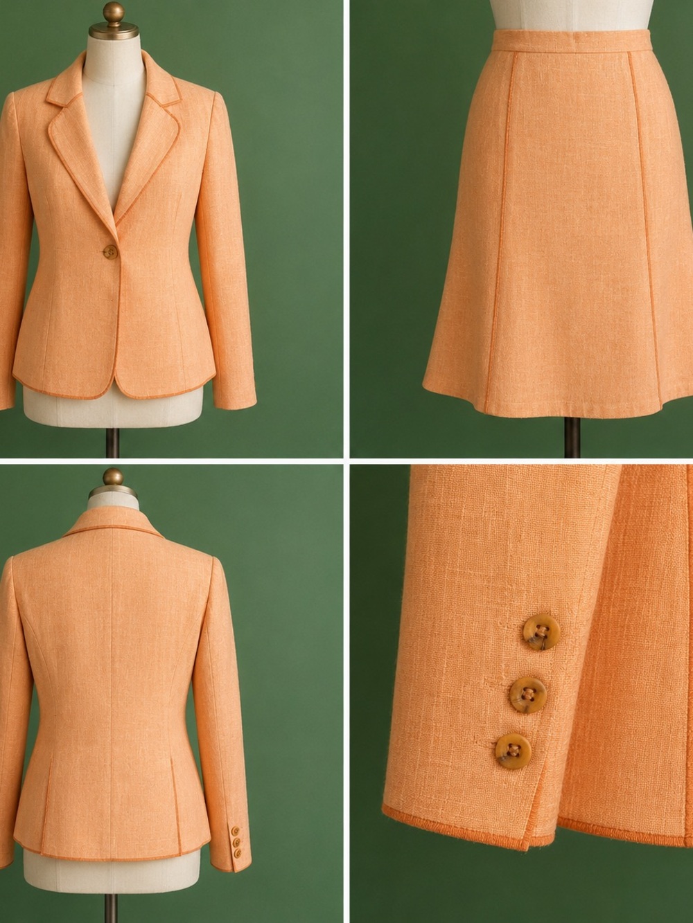 Harve Benard Peach Two-Piece Tailored Skirt Set Women Size 10